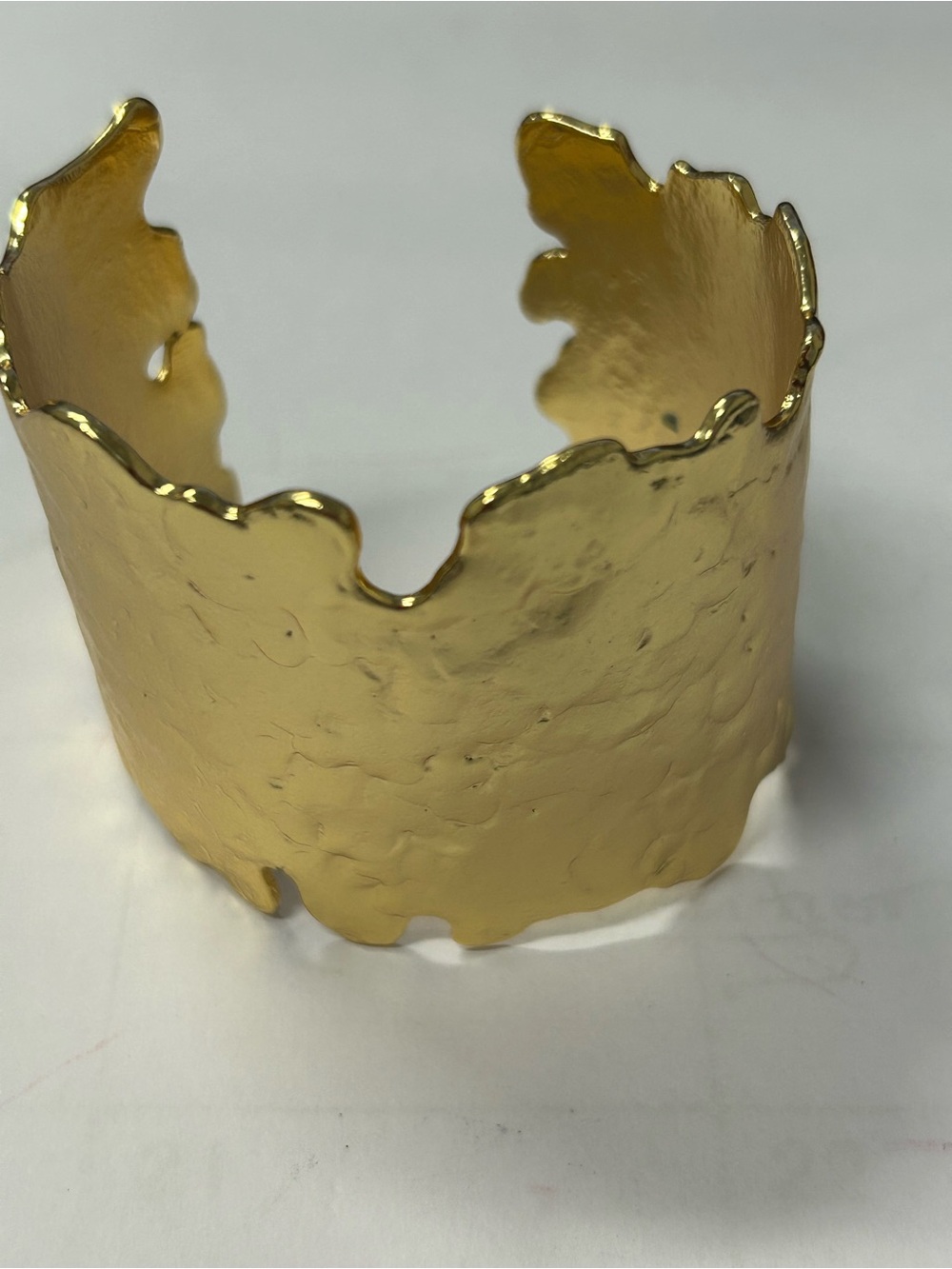 Gold Hammered Scalloped Open Cuff Bracelet